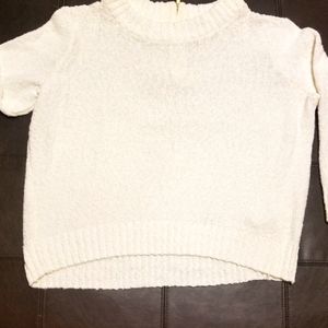 H&M White Sweater with Gold Zipper in Back.